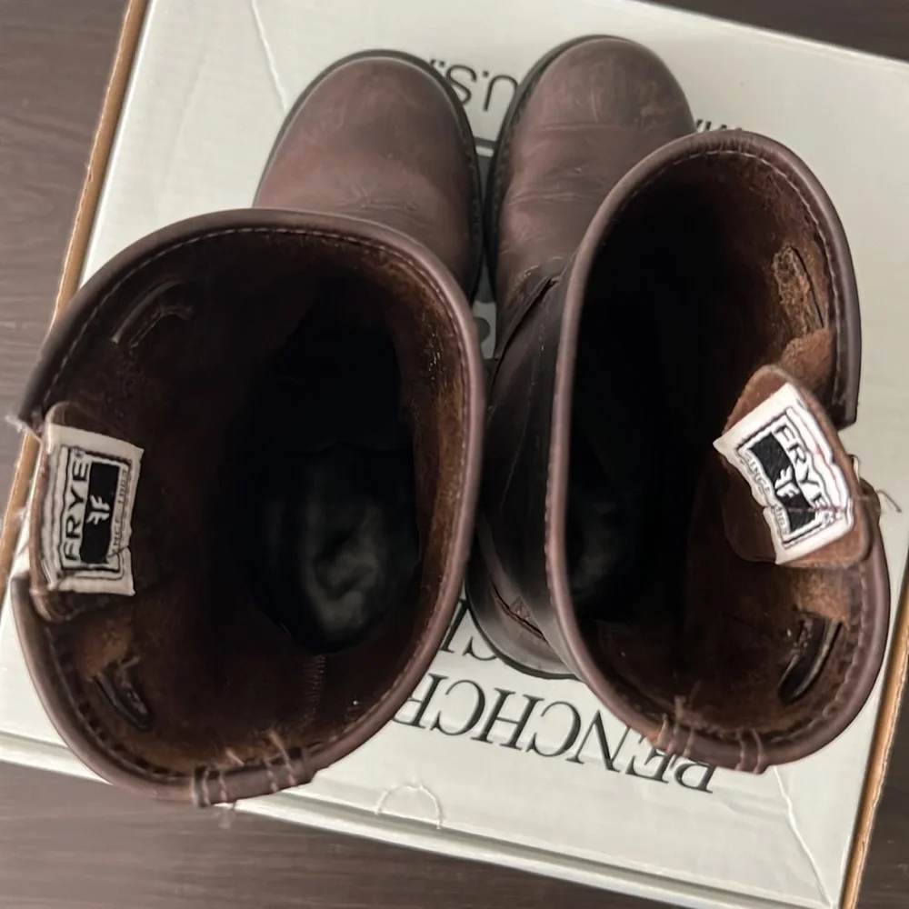 Frye Dark Brown Leather Moto Boots - Picture 4 of 6